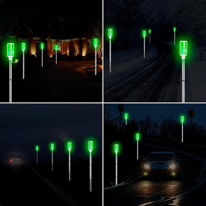 Aolyty Solar Lights Outdoor, Waterproof Driveway Markers Reflective, Warning Flash Light with 2 Lighting Modes, LED Solar Light 4 Pack for Parking Lots, Yard, Sidewalk, Stop Sign, 30 Inches (Green)
