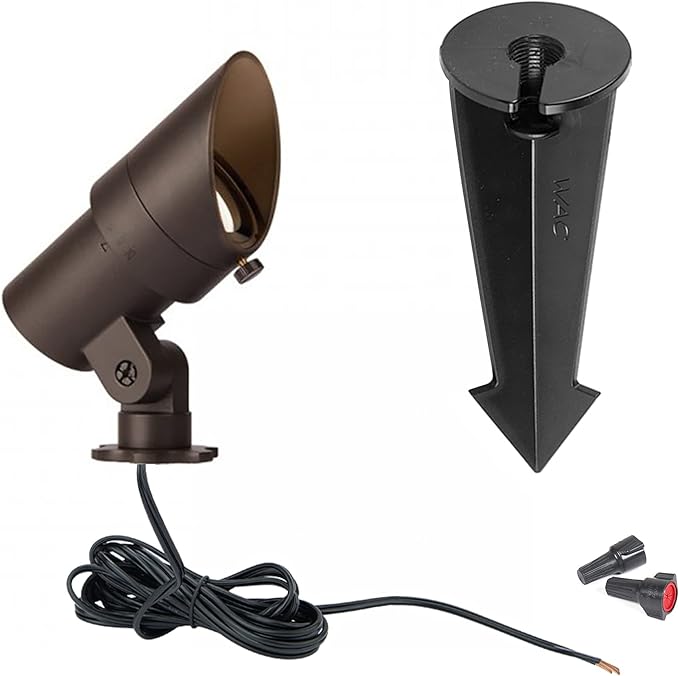 WAC Landscape Lighting, LED 12V Small Size Accent Light with Adjustable Beam Angle and Integral Brightness Control 50-420 Lumens 3000K Warm White Built-in LED in Solid Brass Coated with Bronze