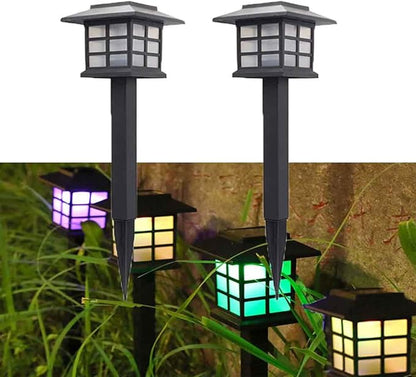 Waterproof Led Solar Lawn Lights Outdoor- Solar Garden Lights - Solar Pathway Lights- Landscape Lights Path Lights for Patio/Lawn/Yard/Landscape Gift Multicolor-2 Pack