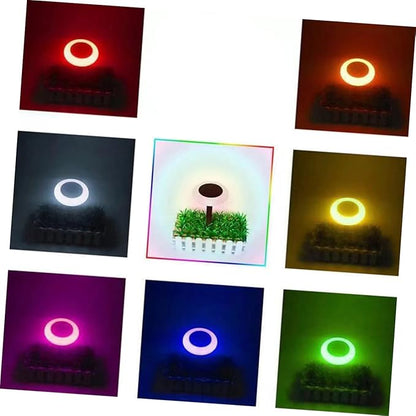 POPETPOP 2pcs RGB Solar Ground Plug Light Outdoor Landscape Garden Lights Solar-Powered Pathway Lamp