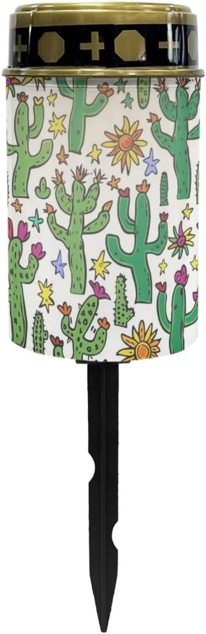ZOUTAIRONG Solar Light for Cemetery Grave 2 Pack Solar Garden Lights Solar Lights for Outside Solar Pathway Lights Outdoor Cemetery Solar Lights for Grave Solar Lights Sun Cactus