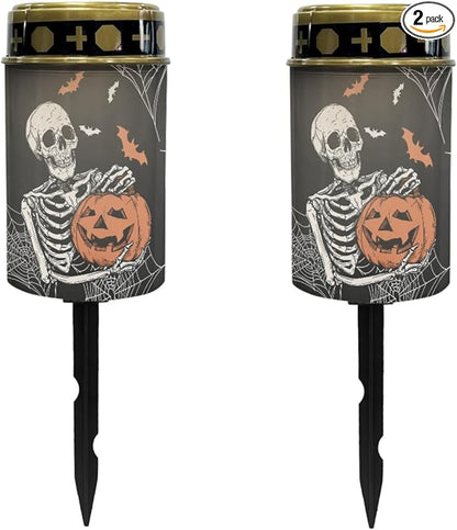 Halloween Skull Solar Pathway Lights,Waterproof Solar Garden Lights Outdoor Solar Walkway Lights Landscape Halloween Decoration Lighting for Yard,Walkway,Patio,Driveway