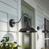 14 Inch Outdoor Gooseneck Light Fixture for Porch, 2 Pack Large Exterior Barn Lights for Farmhouse, Black Outside | Lumora
