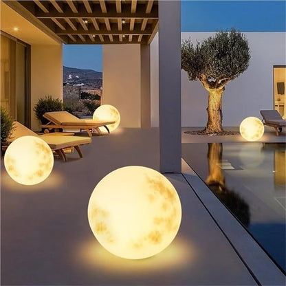 Outdoor Solar Light Decor, Solar Powered Moon Lamp, Glowing Moon Decoration, Globe Garden Light, Orb Illumination for Garden, Patio, Yard Pathway Decor(Small)