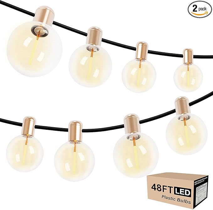 Indoor String Lights 48FT(24X2),Dimmable Globe String Lights with 40 Bulbs,Decorative Hanging Bulb Lights for | Lumora
