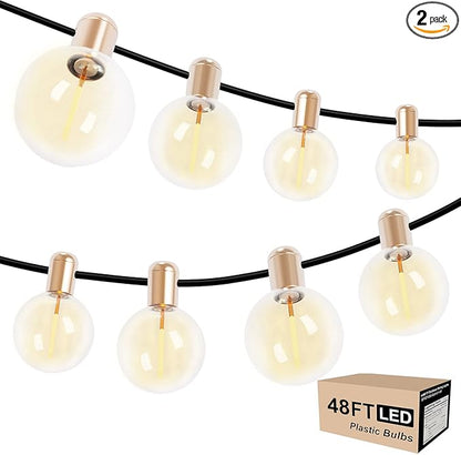 Indoor String Lights 48FT(24X2),Dimmable Globe String Lights with 40 Bulbs,Decorative Hanging Bulb Lights for Bedroom,Parties,Porch…
