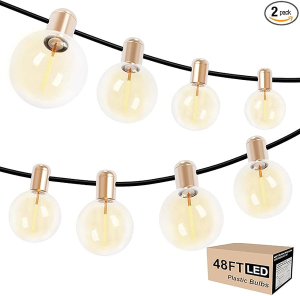Indoor String Lights 48FT(24X2),Dimmable Globe String Lights with 40 Bulbs,Decorative Hanging Bulb Lights for | Lumora
