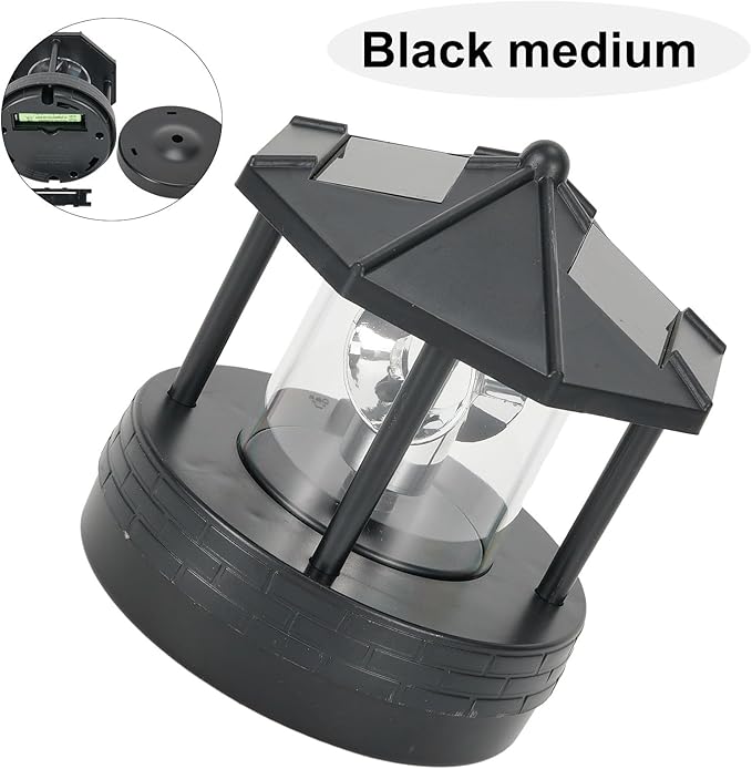 Solar Garden Powered Lighthouse,360 Degree Rotating Lamp, IP65 Solar Lights, Landscape Path Lights for Garden & Outdoor Decor(Black)