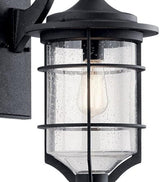 Kichler Royal Marine 18.25" 1 Light Outdoor Wall Light with Clear Seeded Glass in Distressed Black | Lumora