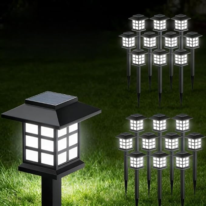 Solar LED Garden Light Lawn Light, Outdoor Path Channel Lighting, Suitable for Courtyard, Lawn and Lane Decoration, Windproof and Energy-Saving, Decorative Garden Light (22pcs White Light)