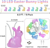 8.5FT Easter Decorations Bunny Lights, 10Pcs LED Pastel Easter Bunny Lights Plug in, Easters Light String for | Lumora