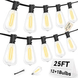ST38 Outdoor String Lights 25FT with 12+1 LED Bulbs, E12 Socket, Waterproof Commercial Grade, 2700K Warm White for | Lumora