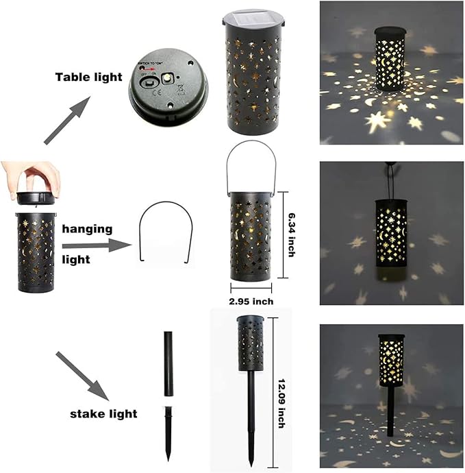 Solar Garden Lamp, 6 Sets Waterproof LED Solar Pathway Lights, Outdoor Landscape Star Moon Ground Lamp for Lawn Patio Walkway
