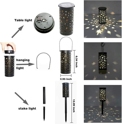Solar Garden Lamp, 6 Sets Waterproof LED Solar Pathway Lights, Outdoor Landscape Star Moon Ground Lamp for Lawn Patio Walkway