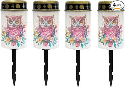 Owl Outdoor Solar Lights Solar Stake Lights Waterproof Garden Decorations for Party,Pretty Solar Walkway Lights for Yard Pathway Light,Wall Light Auto On/Off