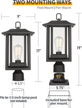 Beionxii Outdoor Post Lights, Large Exterior Lamp Post Light Fixture with Pier Mount Base, Black Cast Aluminum | Lumora