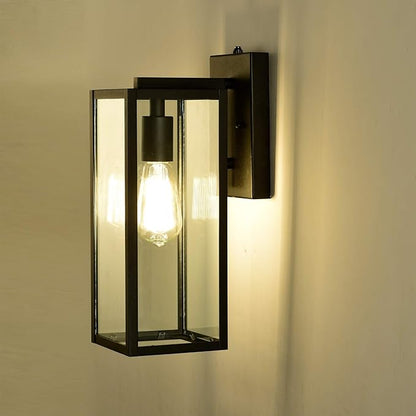 MICSIU Dusk to Dawn Outdoor Lighting, 14.5 Inch Modern Farmhouse Exterior Wall Sconce with Clear Glass, Industrial Black Outside Light for House Garage Entryway, E26 Base 100W Max, ETL Listed