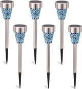 6-Pack Solar Mosaic Border Lawn Garden Lights, LED Mosaic Stake Lights Pathway Landscape Lighting for Patio Walkway | Lumora