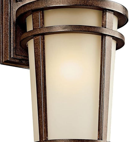 Kichler Atwood 14.25" Outdoor Wall Light with Light Umber Mist and Brown Stone, 1-Light Exterior Wall Sconce, (14.25" x 8" W), 49072BST