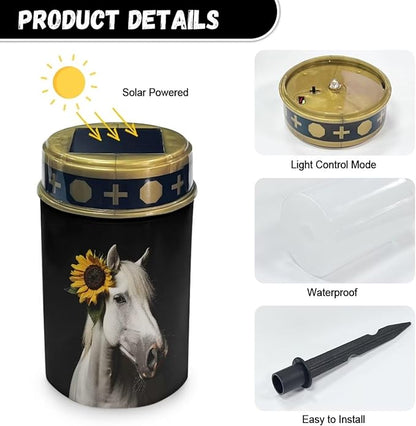 Horse Solar Garden Lights Outdoor Solar Light Sunflower LED Solar Garden Lights for Patio Pathway Yard Landscape Solar Powered Pathway Light Yard Decor Memorial Light