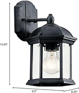 Kichler Barrie 10.25" 1 Light Outdoor Wall Light with Clear Beveled Glass in Black | Lumora