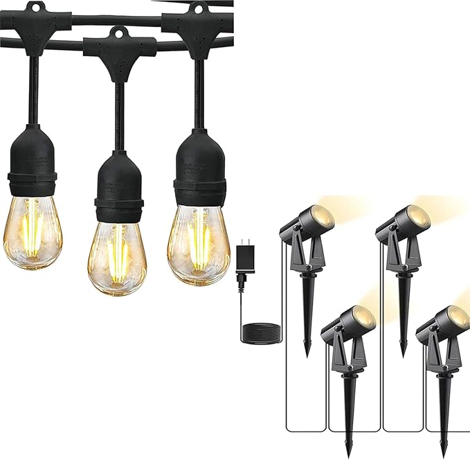 Svater 25 FT Outdoor String Lights 2W + 4 Pack Landscape Lighting | Lumora