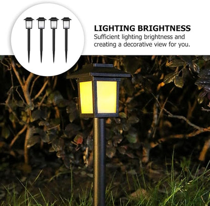 4pcs Waterproof Solar LED Garden Path Lights Outdoor Yard Lawn Lamps for Walkway Decoration, Black Solar Powered Ground Landscape Lighting for Patio and Garden