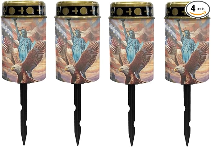 US Flag Eagle Solar Garden Stake Lights Outdoor Waterproof Solar Pathway Light Landscape Lighting Cemetery Solar Lantern,Outdoor Table Lamp,Wall Light Auto On/Off