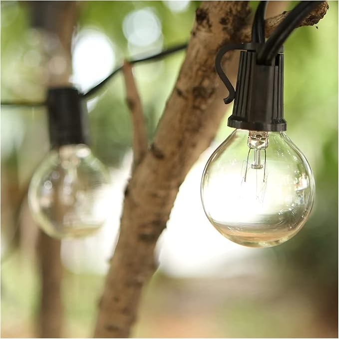 Outdoor String Lights Mains Powered Festoon Lighting 25FT G40 IP44 for Indoor & Outdoor Backyard Patio Cafe Garden Party Decoration Warm White Tomshine