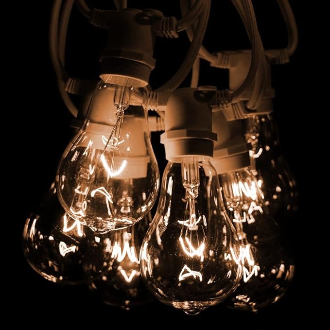 Hometown Evolution, Inc. Commercial Grade Vintage Edison Outdoor String Lights (PS50 Clear - Commercial White Wire | Lumora