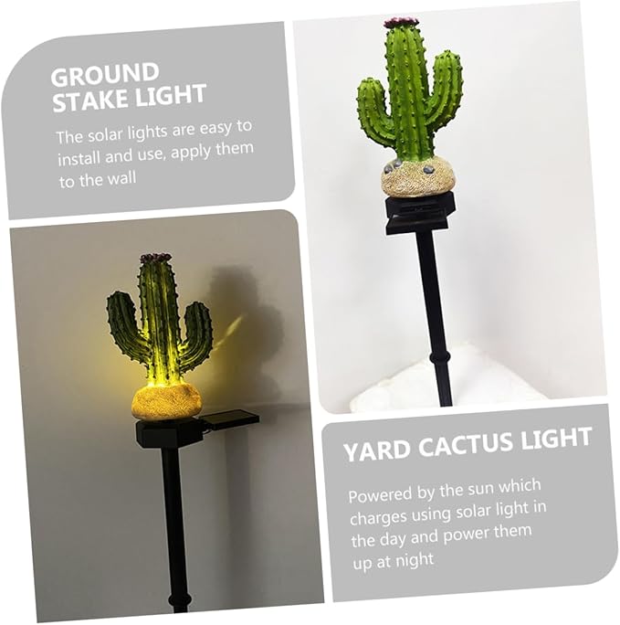 Solar Cactus Light Outdoor Decorative Lamp for Gardens Easy Installation for Pathways and Patios Emergency Use During Power Outages