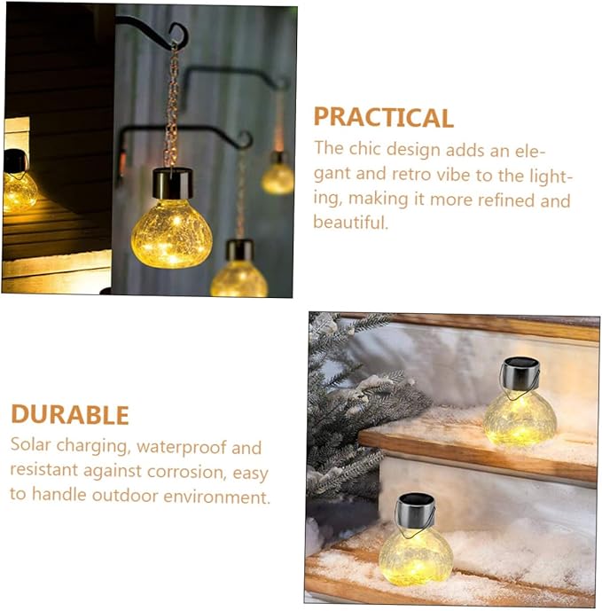 Kisangel Solar Cracked Glass Ball Light for Outdoor Garden Waterproof Solar Pathway Lamp Decorative Landscape Lighting for Patio and Yard