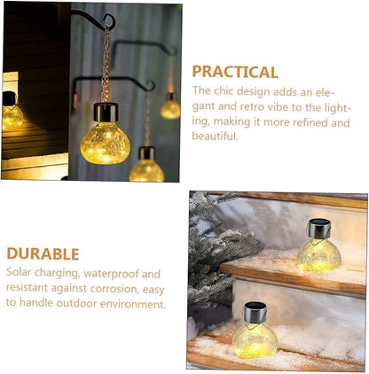 Kisangel Solar Cracked Glass Ball Light for Outdoor Garden Waterproof Solar Pathway Lamp Decorative Landscape Lighting for Patio and Yard