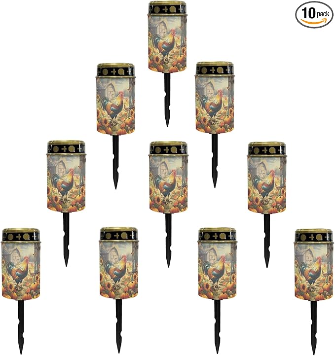 Sunflower Chicken Solar Lights Outdoor Waterproof Solar Stake Lights Solar Pathway Lights Flamelight Lights Solar Lantern Landscape Lighting Spotlight for Yard Patio Driveway