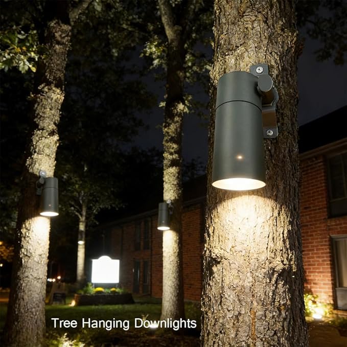 Arrownine Low Voltage Landscape Lighting Tree Hanging Down Lights Moonlighting Outdoor Soffit Lighting Wall Mount Light,Replaceable MR16 LED Bulb Warm White Brass Material