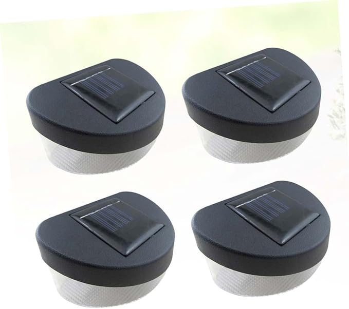 Cabilock 4pcs Solar Led Wall Lamp Black Shell White Light for Outdoor Garden Pathway and Porch Decor Easy to Install Solar Fence Light