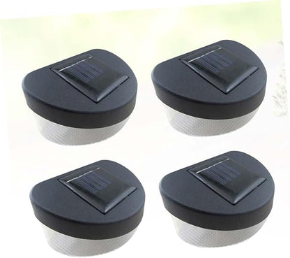Cabilock 4pcs Solar Led Wall Lamp Black Shell White Light for Outdoor Garden Pathway and Porch Decor Easy to Install Solar Fence Light