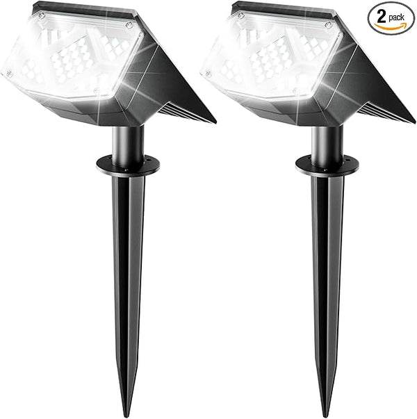 Anordsem Solar Spot Lights Outdoor: 1000mAh+ABS Waterproof Case 2 Pack - 2 White Light Modes for Yard Garden Path | Lumora