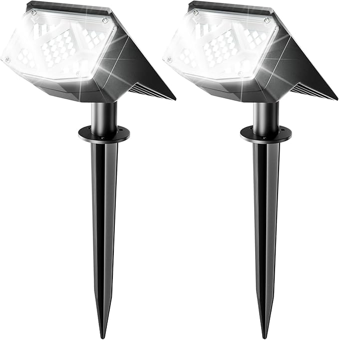 Anordsem Solar Spot Lights Outdoor: 1000mAh+ABS Waterproof Case 2 Pack - 2 White Light Modes for Yard Garden Path | Lumora