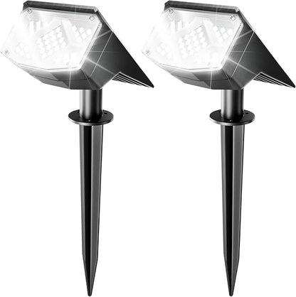 Anordsem Solar Spot Lights Outdoor: 1000mAh+ABS Waterproof Case 2 Pack - 2 White Light Modes for Yard Garden Path Decoration - Bright Security Lighting Gifts for Homeowner