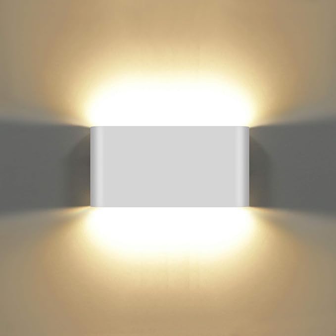 Kawell 12W Waterproof Modern Wall Sconce LED Wall Light Up Down Aluminum Wall Lamp LED Indoor Outdoor for Bathroom Living Room Bedroom Hallway Lounge Porch Corridor, White 3000K