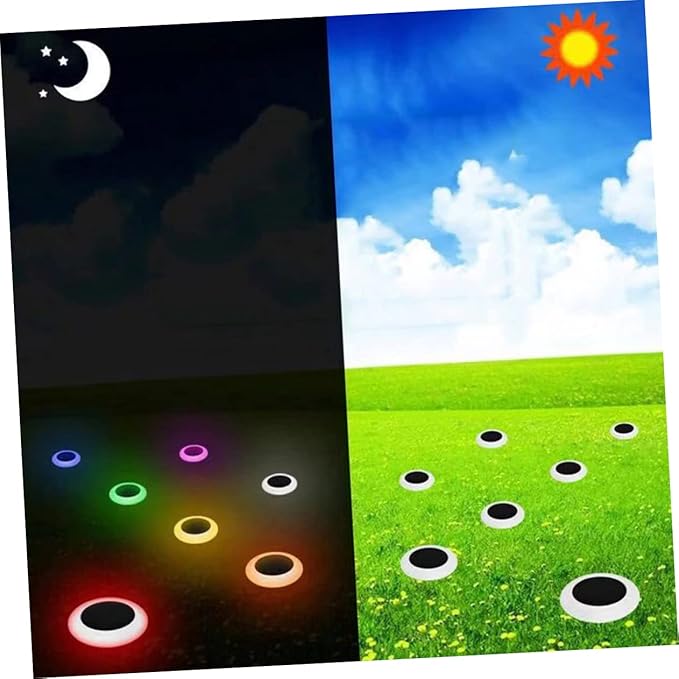DOITOOL 4pcs RGB Solar Ground Light Colorful Outdoor Pathway Lamp for Garden Decor Easy Installation for Lawns Walkways and Parks