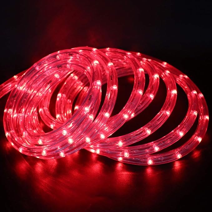 Outdoor Solar String Lights, 23FT Solar Rope Lights, 8 Modes 50 LED Outdoor Lighting Rope, Waterproof Copper Wire Rope String Light for Outdoor Indoor Home Garden Patio Parties(Red)