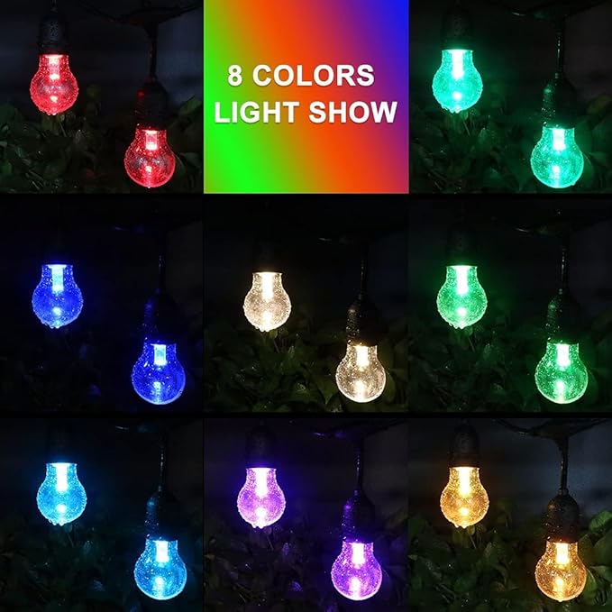 35FT Outdoor String Lights, 16 Shatterproof Edison Bulbs, Dimmable RGB Color Changing Patio Lights with Remote. | Lumora