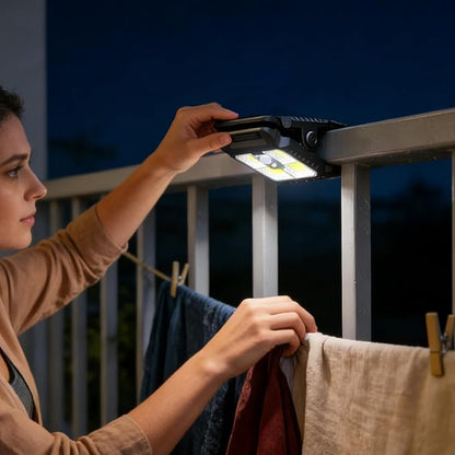Solar Fence Lamp - Compact LED Outdoor Light with Motion Detection for Pathways | Weatherproof Fixture with Adjustable Modes & Energy Saving Design for Terrace Driveway Courtyard Garage Cabin