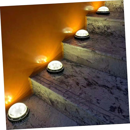 Happyyami 4pcs Solar Outdoor Lights Pathway Garden Solar-Powered Ground Lamp Landscape Decorative Lamp for Outdoor Use Warm Light