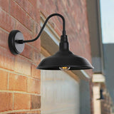 Black Gooseneck Barn Light for Farmhouse 10 Inch Dome Exterior Lights Fixture with Wall Mount, Outdoor Wall Sconce | Lumora