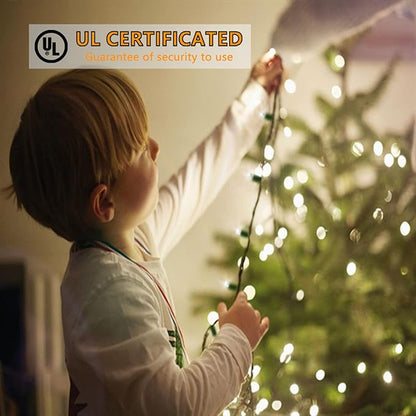 25ft 50 Counts Cool White LED Christmas Lights - Commercial Grade White Christmas Lights Outdoor Waterproof, LED String Lights Indoor 5mm Wide Angle Green Wire, Xmas Tree Lights, IP:65, UL