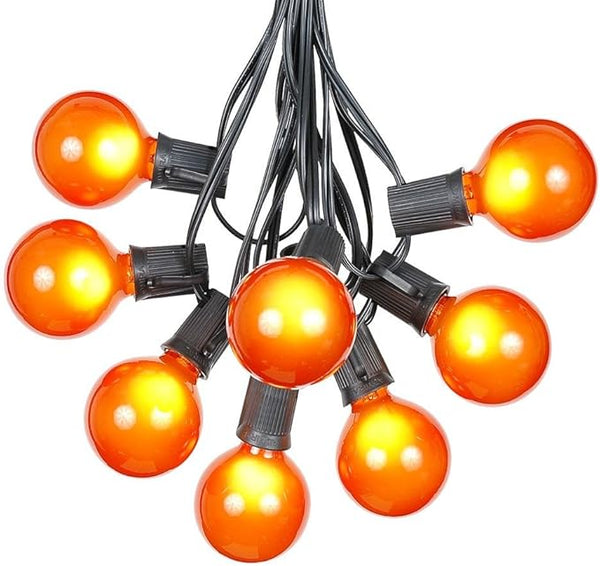 100 Foot G50 Outdoor Patio String Lights with 125 Orange Globe Bulbs – Indoor Outdoor String Lights – Market Bistro | Lumora