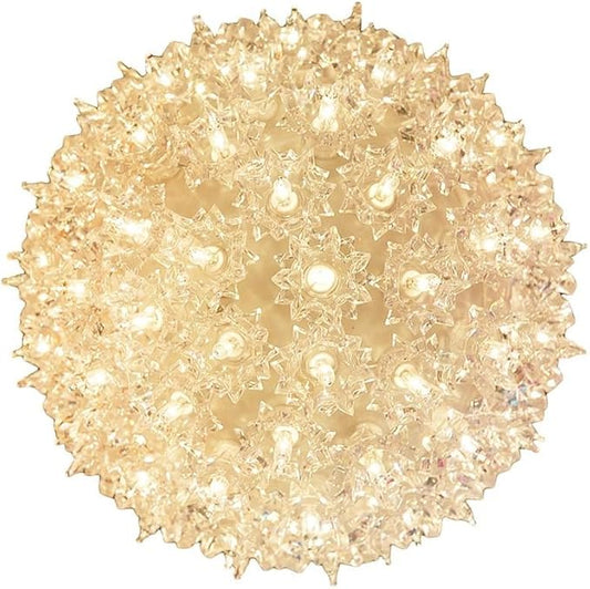 Novelty Lights 7.5in 100 Light Starlight Sphere, Clear, Large Ornament Ball Light, 5ft Hanging Cord with S Hook, 12ft Power Cord with Stackable Plug, Commercial Grade